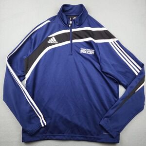 Virginia Wesleyan Jacket Mens Large Blue NCAA Soccer Adidas ClimaCool 1/4 Zip